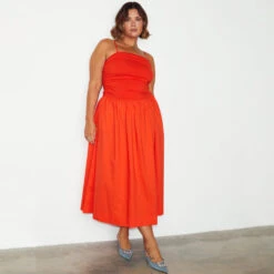 NEVER FULLY DRESSED Tomato Lola Mid-axi Dress