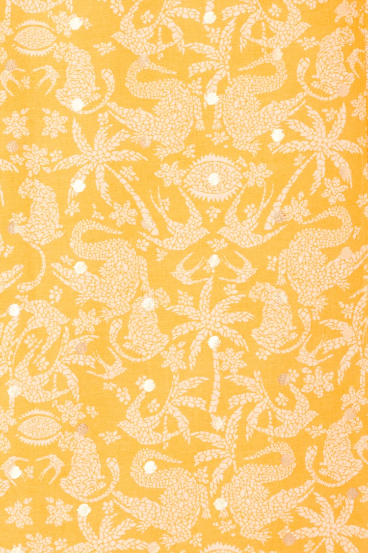 NEVER FULLY DRESSED Yellow Cotton Linen Mosaic Jaspre Skirt - Image 12