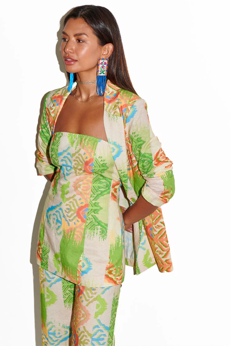 NEVER FULLY DRESSED Green Abstract Sol Bandeau Top - Image 3