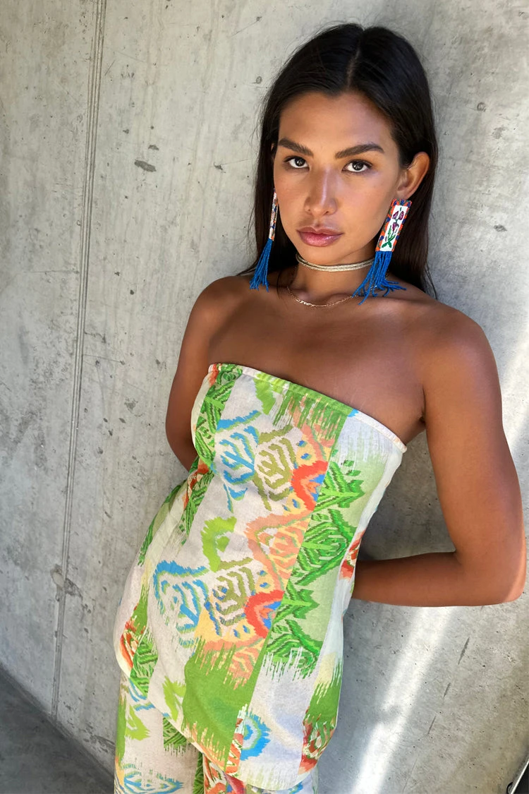 NEVER FULLY DRESSED Green Abstract Sol Bandeau Top - Image 4